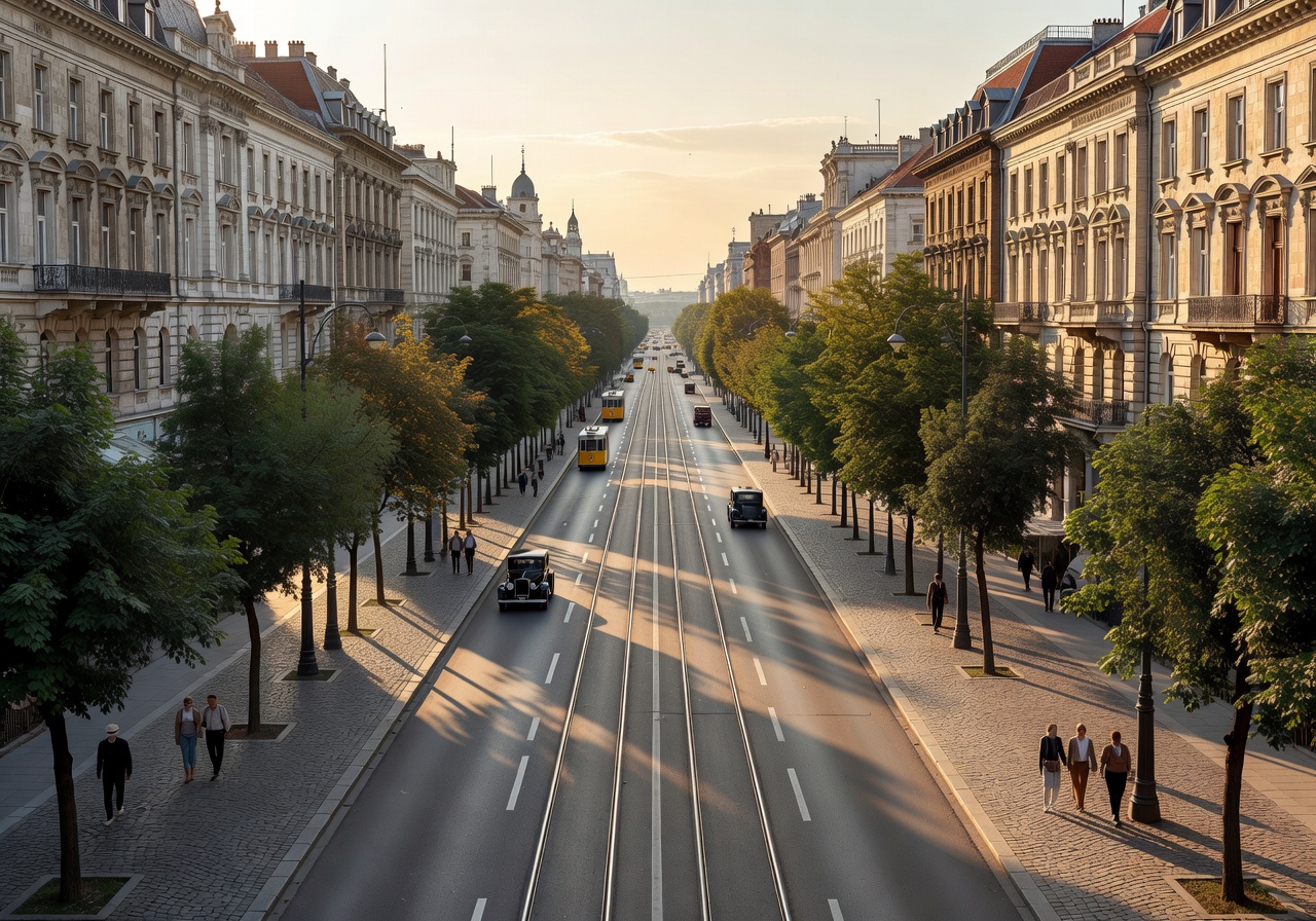 Den brede, trekransede Andrássy Avenue i Terézváros