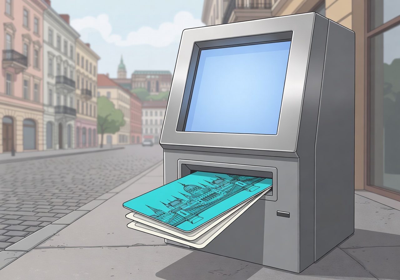Billetter og Budapest Card illustrasjon