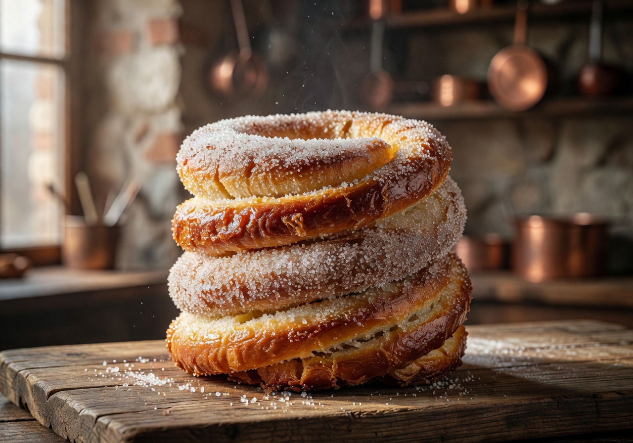 Varm Skorsteinskake Kürtőskalács rulles i sukker over grillen